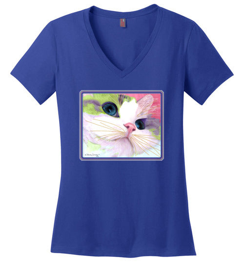 Ali's Eyes V-Neck Short Sleeved T-Shirt by Claudia Sanchez