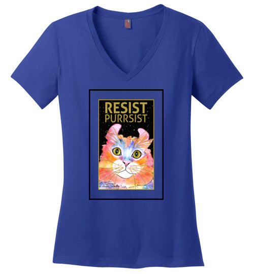 Simba RESIST-PURRSIST V-Neck Short Sleeved T-Shirt by Claudia Sanchez