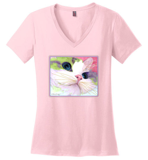 Ali's Eyes V-Neck Short Sleeved T-Shirt by Claudia Sanchez