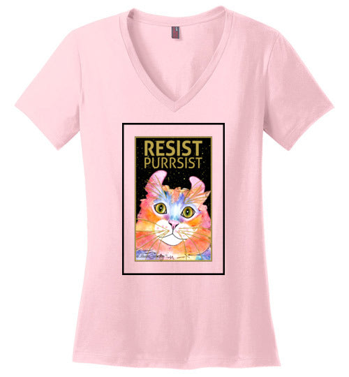 Simba RESIST-PURRSIST V-Neck Short Sleeved T-Shirt by Claudia Sanchez