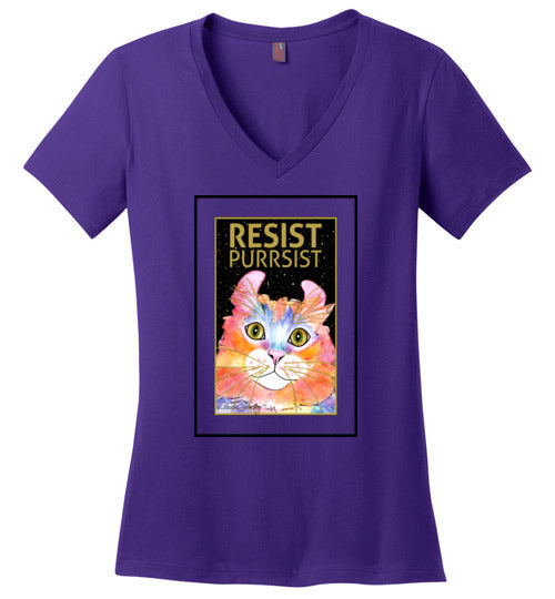 Simba RESIST-PURRSIST V-Neck Short Sleeved T-Shirt by Claudia Sanchez