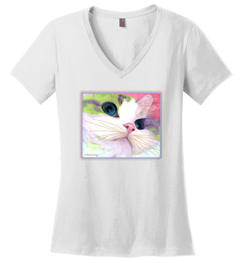 Ali's Eyes V-Neck Short Sleeved T-Shirt by Claudia Sanchez