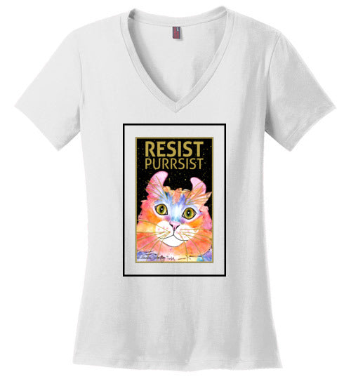 Simba RESIST-PURRSIST V-Neck Short Sleeved T-Shirt by Claudia Sanchez