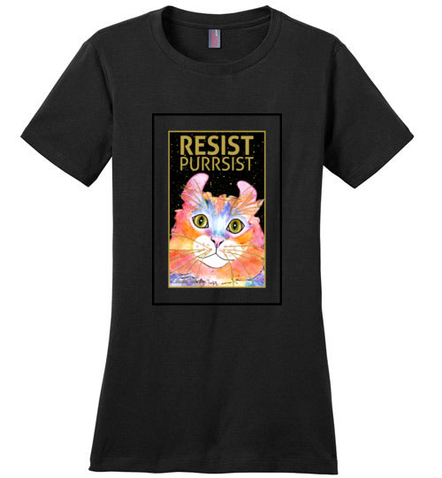 Simba RESIST-PURRSIST Short Sleeved Ladies T-Shirt by Claudia Sanchez