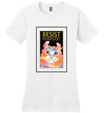 Simba RESIST-PURRSIST Short Sleeved Ladies T-Shirt by Claudia Sanchez