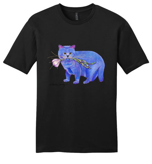 Garlic Cat Mens/Unisex Short Sleeved T-Shirt by Claudia Sanchez