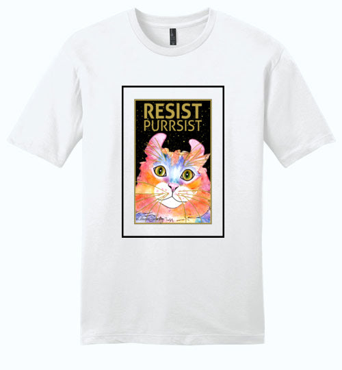 Simba RESIST-PURRSIST Mens/Unisex Short Sleeved T-Shirt by Claudia Sanchez