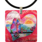 Two Cats in Heart Mother of Pearl Cat Art Pendant Necklace by Claudia Sanchez, Claudia's Cats