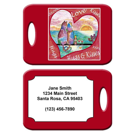 Two Cats in Heart - Cat Art Luggage Tag