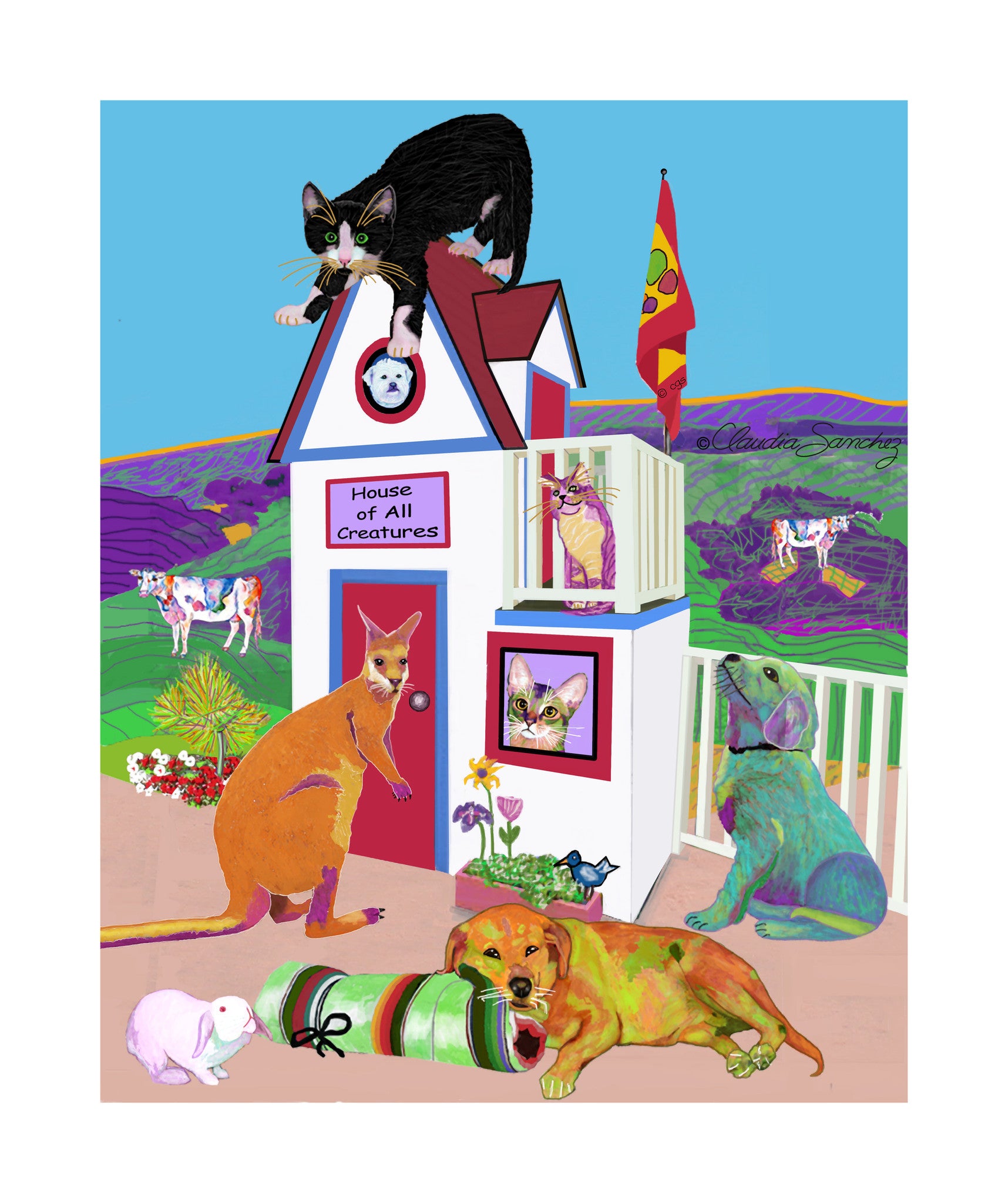 House of All Creatures Poster by Claudia Sanchez, Claudia's Cats Collection
