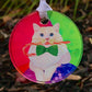 Erik's Christmas Party Ball Acrylic Cat Art Christmas Ornament by Claudia Sanchez