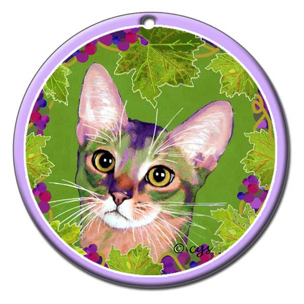 Kauhi Prince of Grapes Ceramic Cat Art Ornament by Claudia Sanchez, Claudia's Cats Collection