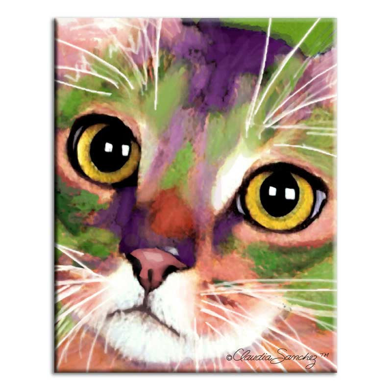 Kauhi Eyes 8x10 Decorative Ceramic Cat Art Tile by Claudia Sanchez