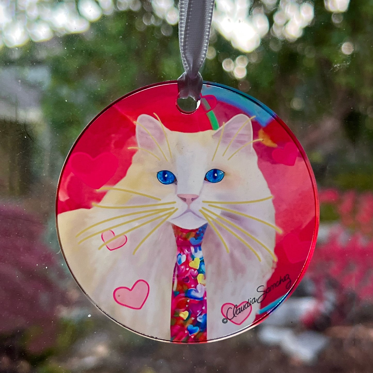 Love, Romeo Acrylic Cat Art Ornament by Claudia Sanchez