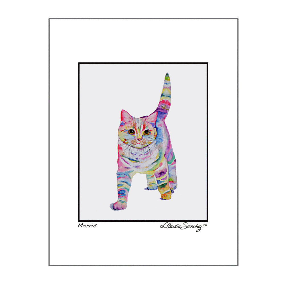 Morris, Archival Matted Cat Art Print by Claudia Sanchez