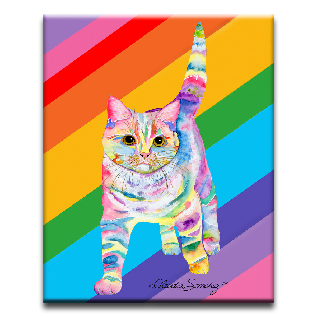 Morris Gay Pride 8x10"  Decorative Ceramic Cat Art Tile by Claudia Sanchez