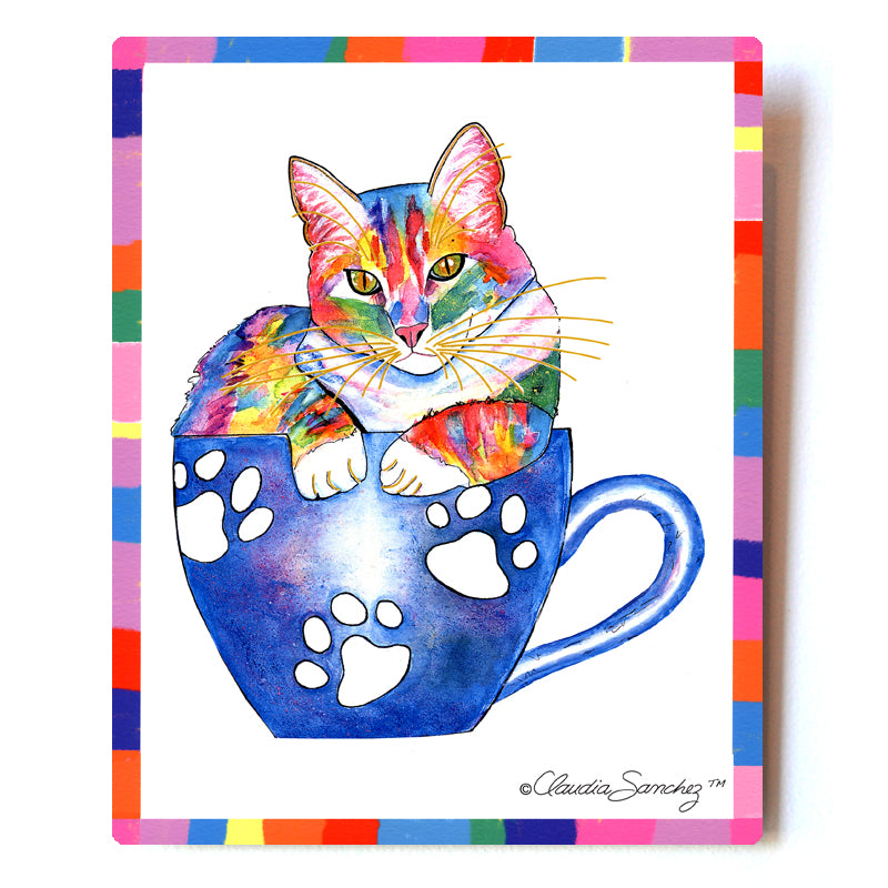 Abby Coffee Cat CBB Aluminum Art Print, 8x10" by Claudia Sanchez