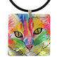 Abby Face Mother of Pearl Cat Art Pendant Necklace by Claudia Sanchez, Claudia's Cats Collection