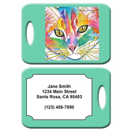 Abby Face Cat Art Luggage Tag by Claudia Sanchez