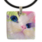 Ali's Eyes Mother of Pearl Cat Art Pendant Necklace by Claudia Sanchez, Claudia's Cats Collection