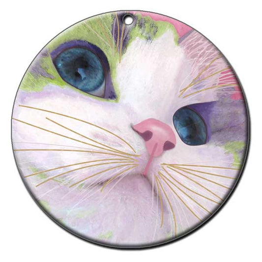 Ali's Eyes Ceramic Cat Art Christmas Ornament by Claudia Sanchez, Claudia's Cats Collection