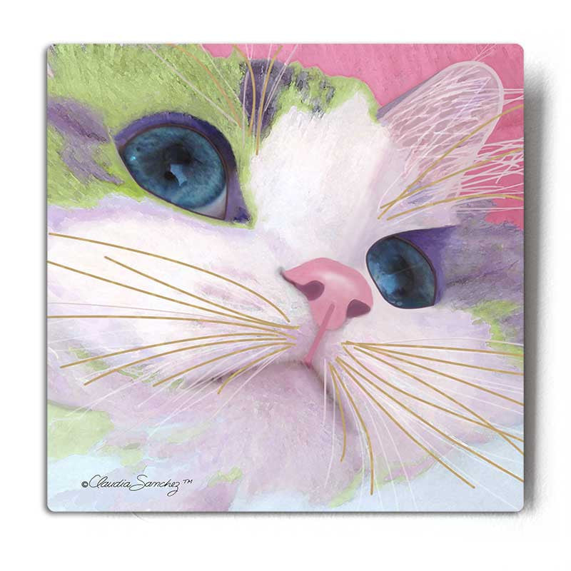 Ali's Eyes Aluminum Cat Art Print by Claudia Sanchez, Claudia's Cats Collection