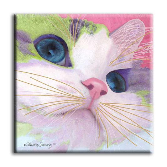 Ali's Eyes Ceramic Cat Art Tile by Claudia Sanchez, Claudia's Cats Collection