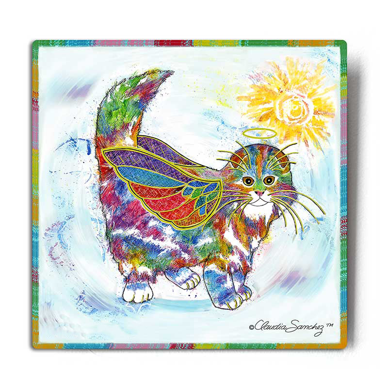 Angel Kitty Aluminum Cat Art Print by Claudia Sanchez, Claudia's Cats Collection