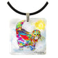 Angel Kitty Mother of Pearl Cat Art Pendant Necklace by Claudia Sanchez, Claudia's Cats Collection