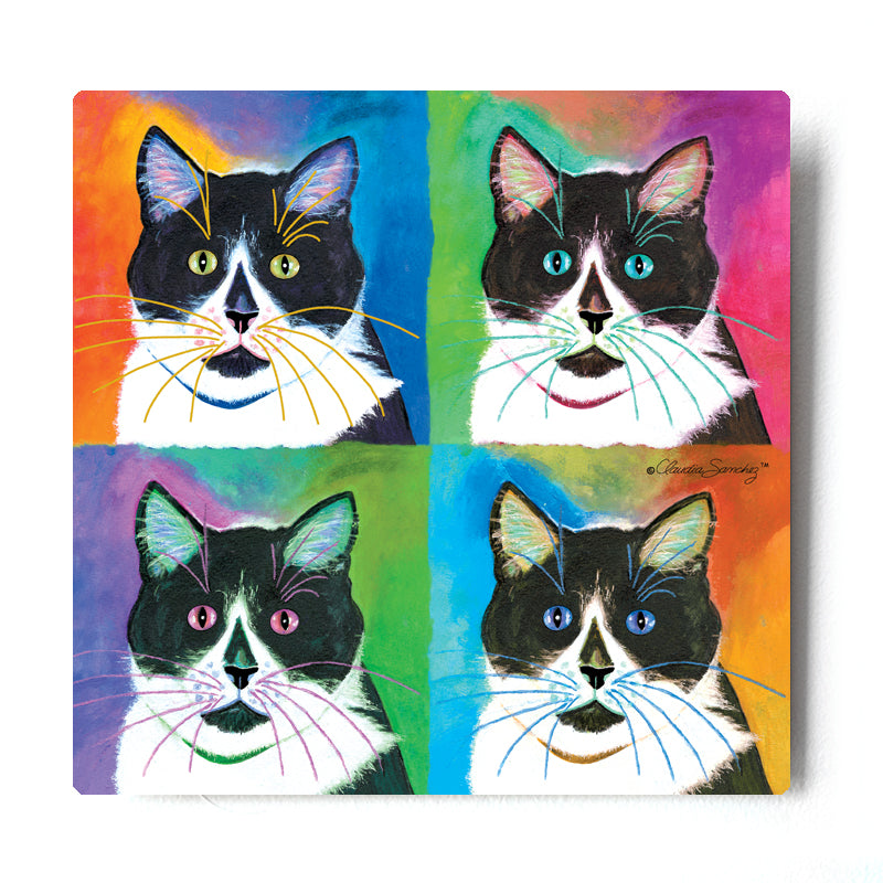 Aluminum Art Print features Bootie Moods, cat art by Claudia Sanchez