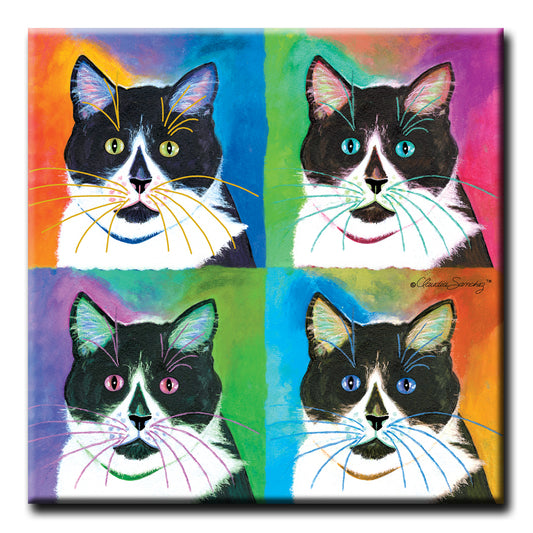 Bootie Moods Decorative Ceramic Cat Art Tile by Claudia Sanchez