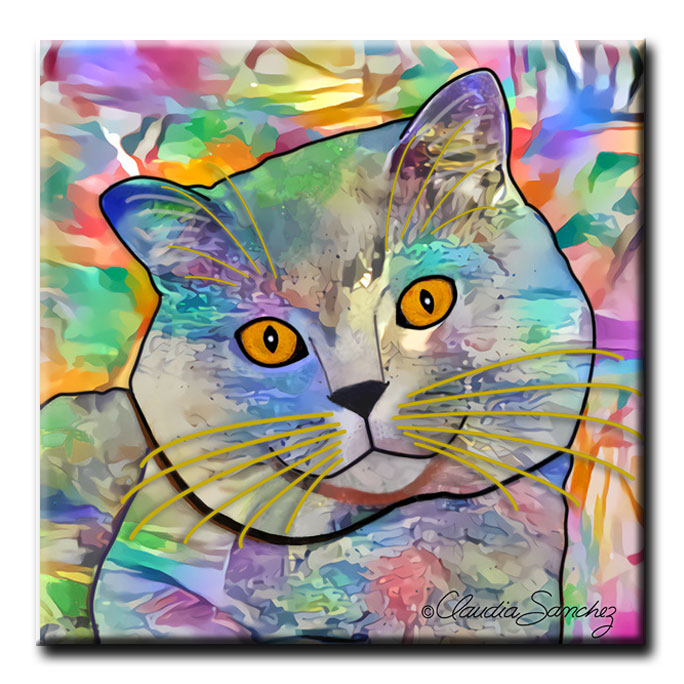 Buddy Guy Jazzy Cat Decorative Ceramic Cat Art Tile