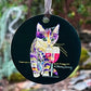 Catnip Sip Acrylic Cat Art Ornament - Black by Claudia Sanchez