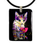 Catnip Sip Mother of Pearl Cat Art Pendant Necklace, Black by Claudia Sanchez, Claudia's Cats Collection