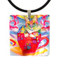 Abby Coffee Cat Mother of Pearl Pendant Necklace by Claudia Sanchez, Claudia's Cats Collection
