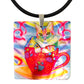 Abby Coffee Cat Mother of Pearl Pendant Necklace by Claudia Sanchez, Claudia's Cats Collection