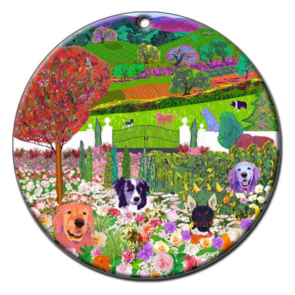 Serenity Lane Ceramic Dog Art Christmas Ornament by Claudia Sanchez, and is part of Claudia's Cats Collection