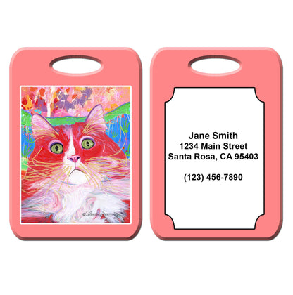 Dory Red Devil Hot Shot Cat Art Luggage Tag by Claudia Sanchez