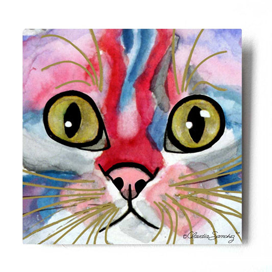 Elliot Face Aluminum Cat Art Print by Claudia Sanchez, Claudia's Cats