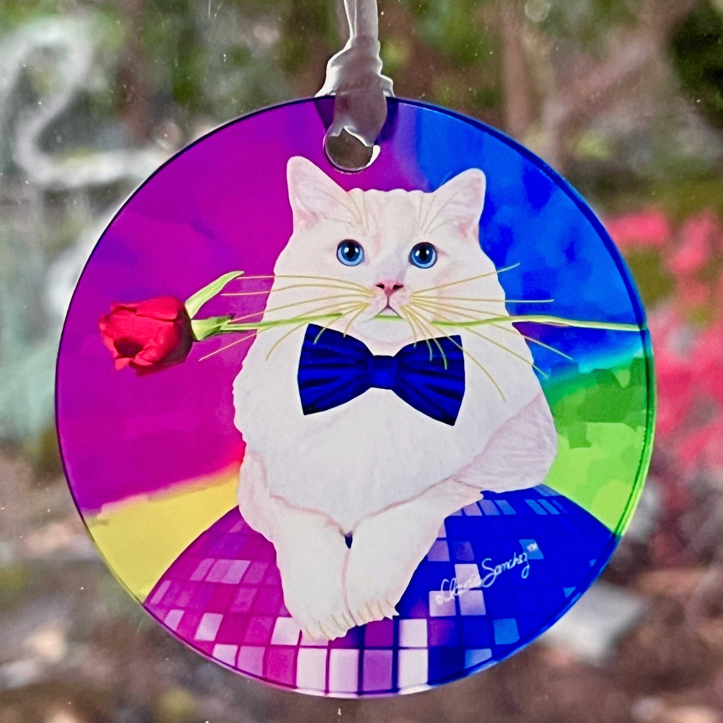 Erik Catango Acrylic Cat Art Ornament by Claudia Sanchez