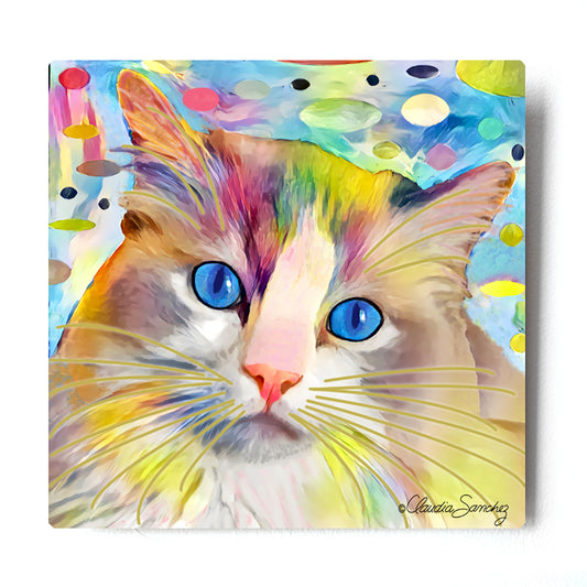 Gunner's Face Aluminum Cat Art Print by Claudia Sanchez