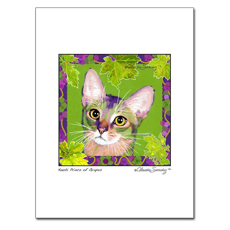 Kauhi, Prince of Grapes (Spring), Archival Matted Cat Art Print by Claudia Sanchez