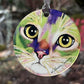 Kauhi Eyes Acrylic Cat Art Ornament by Claudia Sanchez