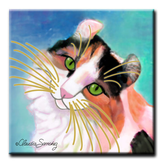 Keira's Model Face Decorative Ceramic Cat Art Tile