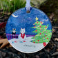 Mischa and the Snowgirl Cat Acrylic Ornament by Claudia Sanchez