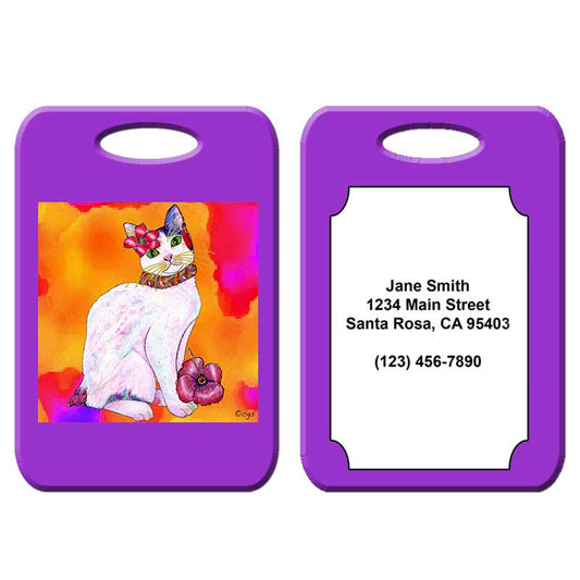 Monica Tropicat - Cat Art Luggage Tag by Claudia Sanchez