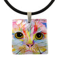 Morris Face Mother of Pearl Cat Art Pendant Necklace by Claudia Sanchez