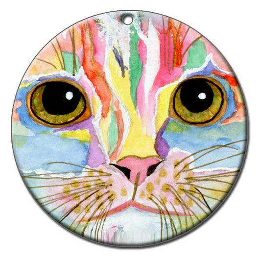 Morris Face Porcelain Cat Art Christmas Ornament by Claudia Sanchez, Claudia's Cats Collection