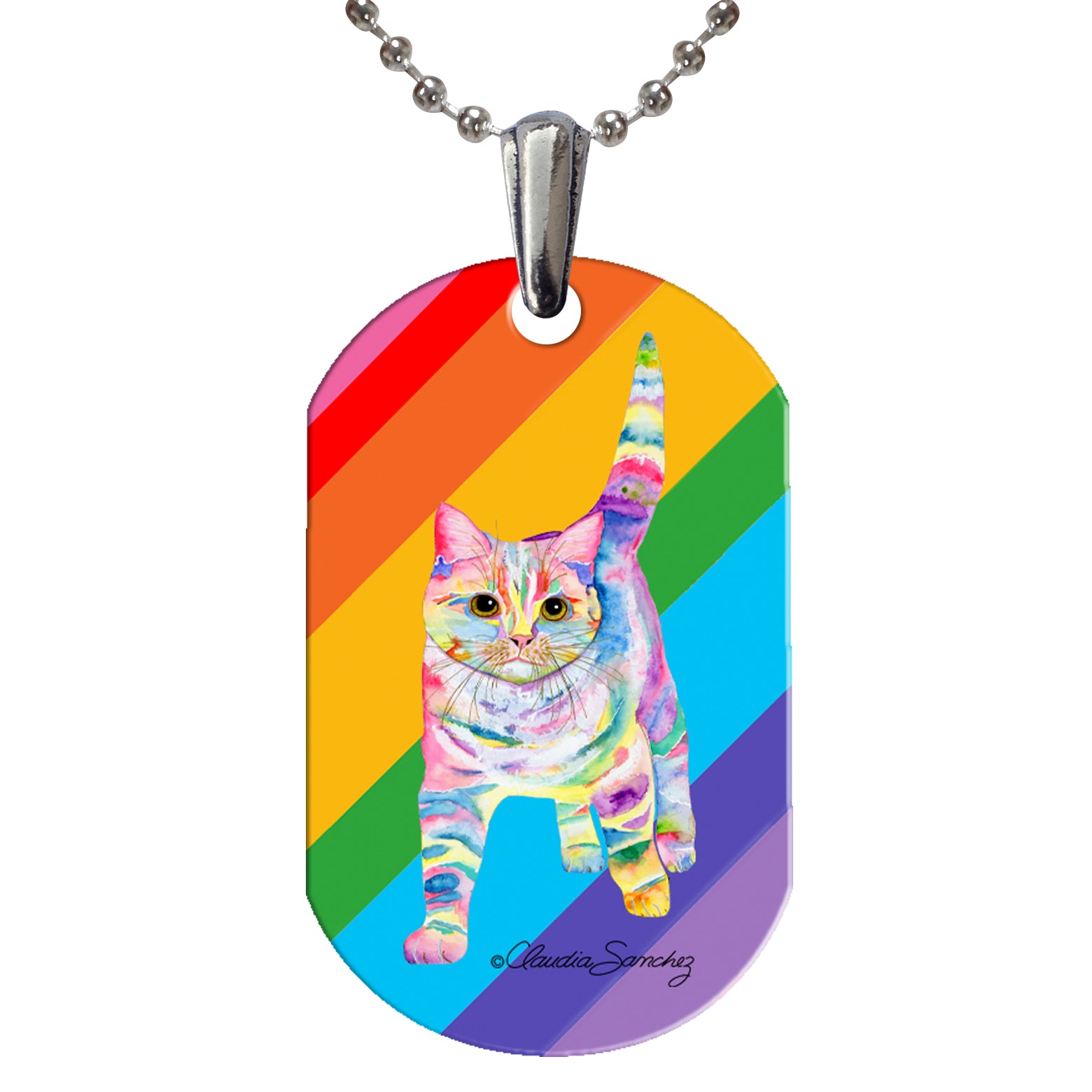 Morris Pride Cat Art Aluminum Pendant Necklace