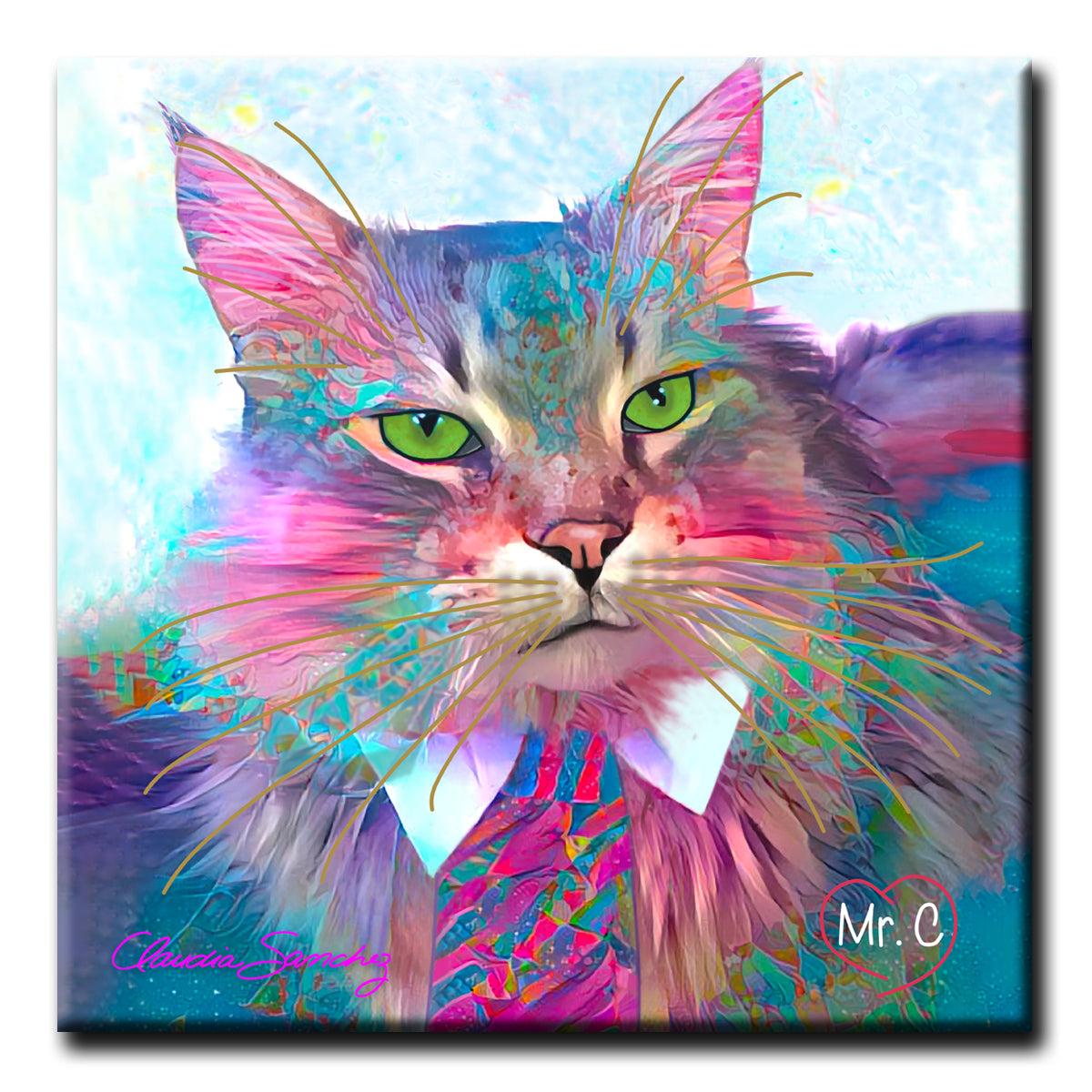 Mr C Decorative Ceramic Cat Art Tile Decorative Ceramic Cat Art Tile by Claudia Sanchez